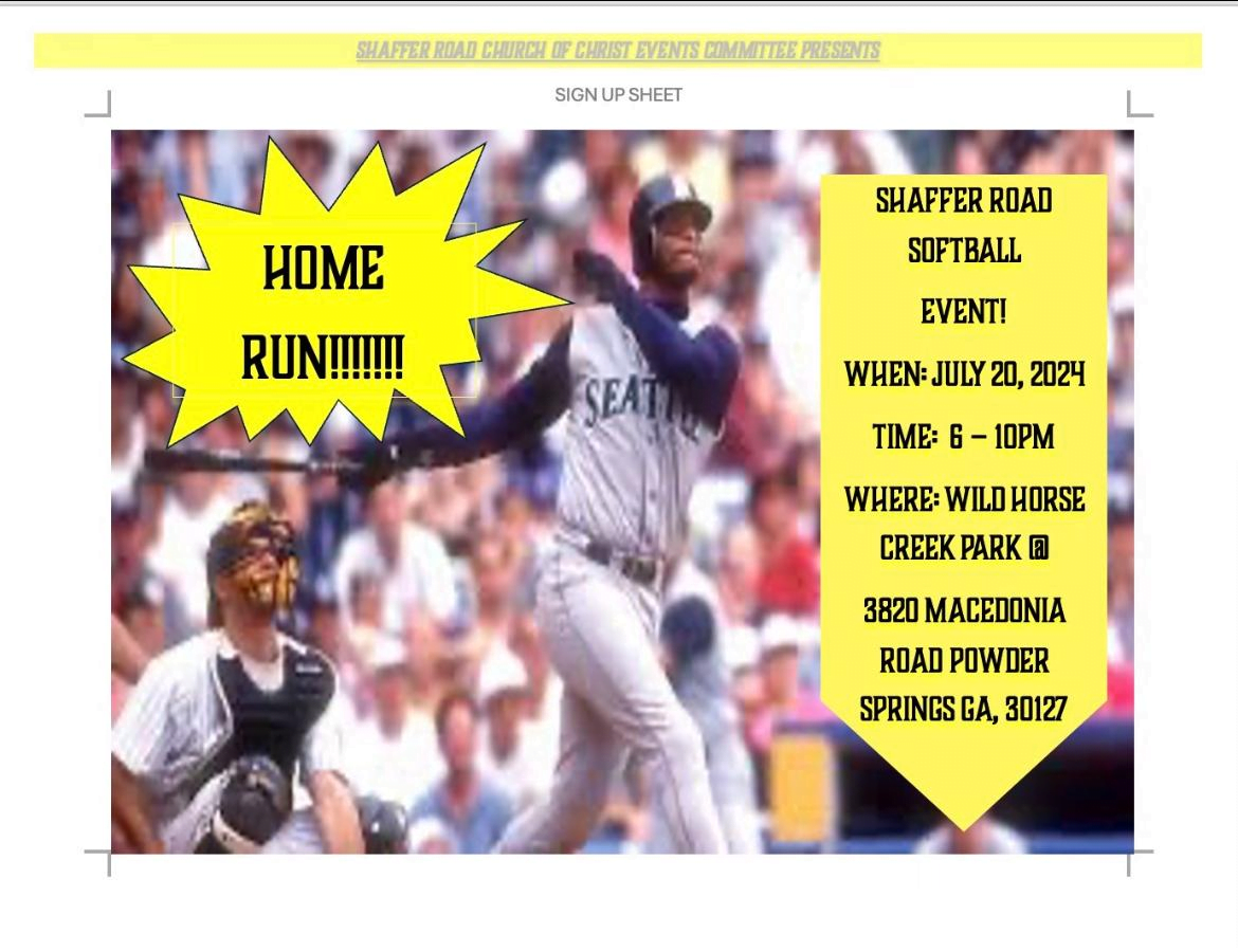 Event poster for schaffer road softball game 